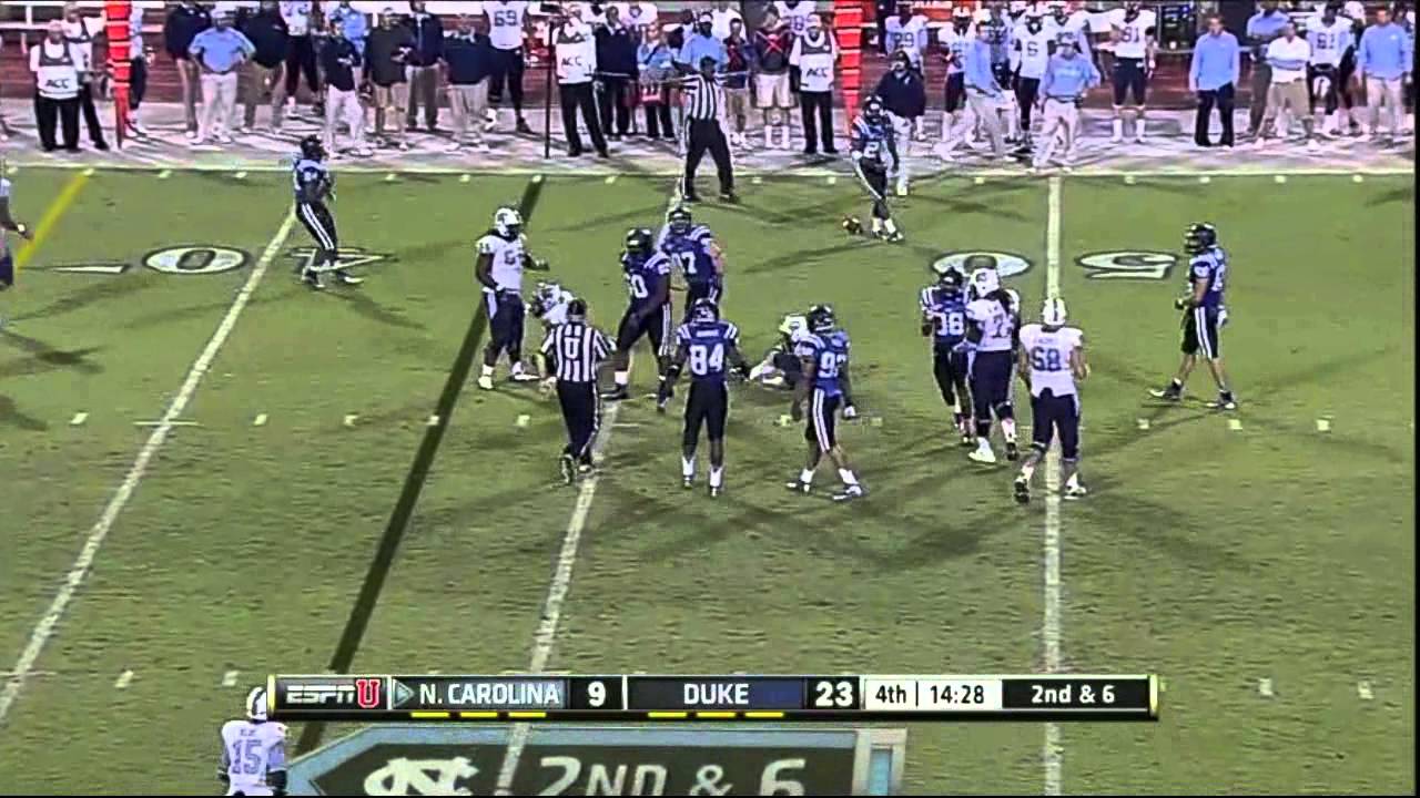 Bryn Renner (QB North Carolina) vs Duke 2012