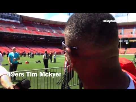 Former 49er Tim Mckyer talks about #Candlestick memories before Legends of Candlestick flag football