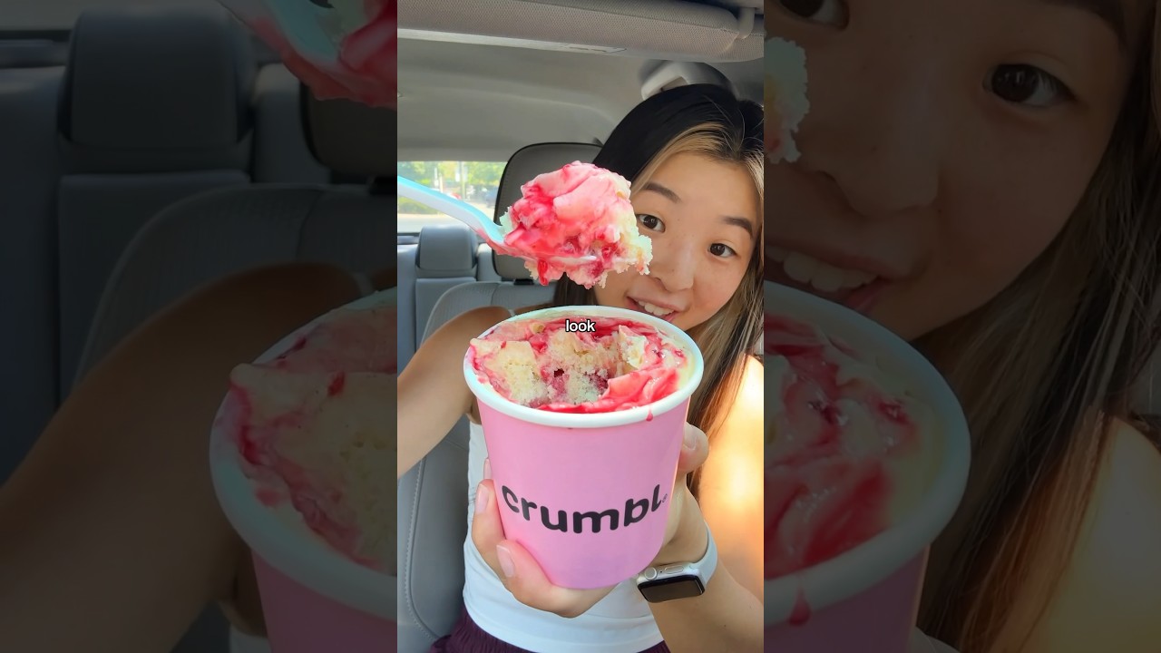 Trying Crumbl’s NEW Berry Trifle Cake Cup 🍰🍓 #crumblcookies #crumbl #foodreview