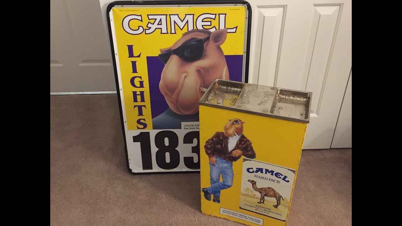 Vintage Joe Camel Advertising Astray and Metal Sign