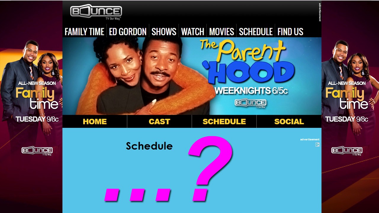 **The Parent 'Hood no longer on Bounce TV schedule!**
