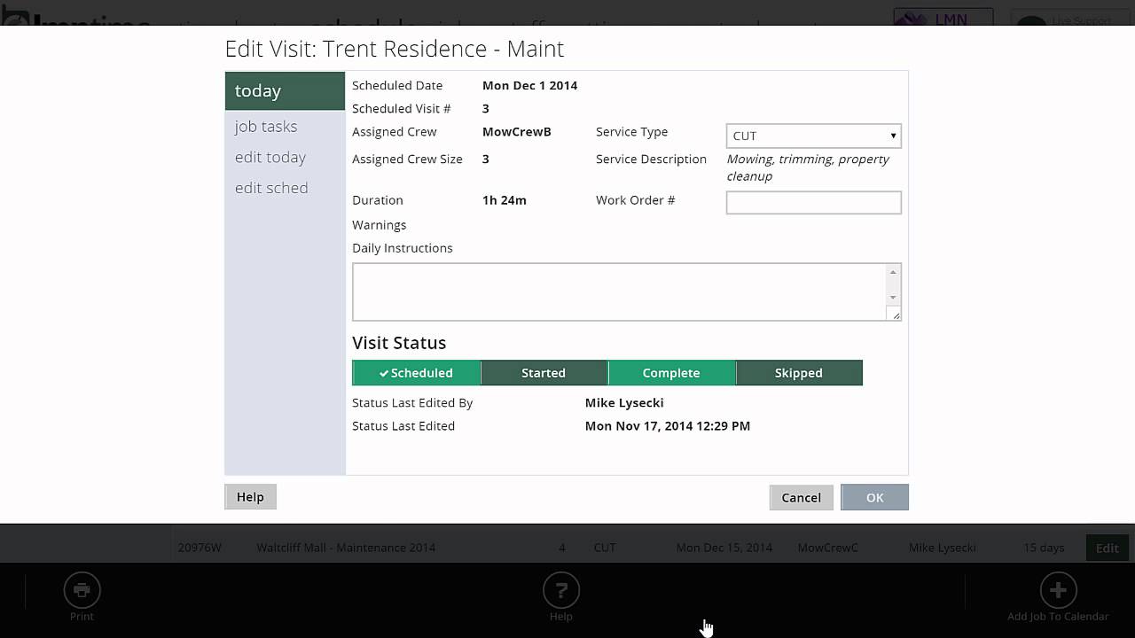 Landscape Scheduling Software - LMN - Schedule Review
