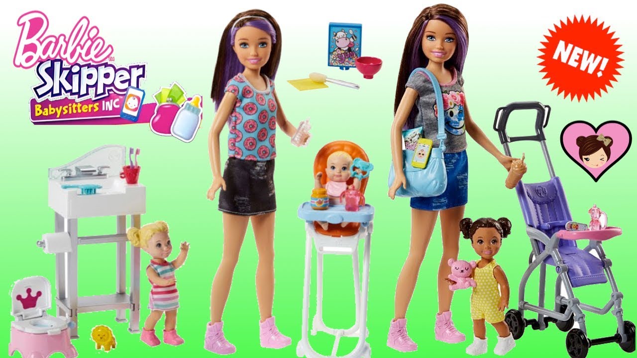 New Barbie Skipper Babysitters Inc Toys - Barbie Baby Stroller, Crib and Highchair!