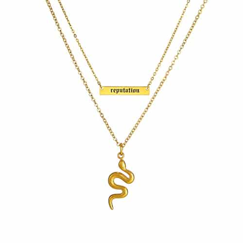 Tyniffer Reputation Snake Necklace for Women Layered Gold Snake Necklace Reputation Necklace Outfit For Eras Music Lover Gift Singer Song Inspired Fans Gift (Reputation Snakeï¼Goldï¼)