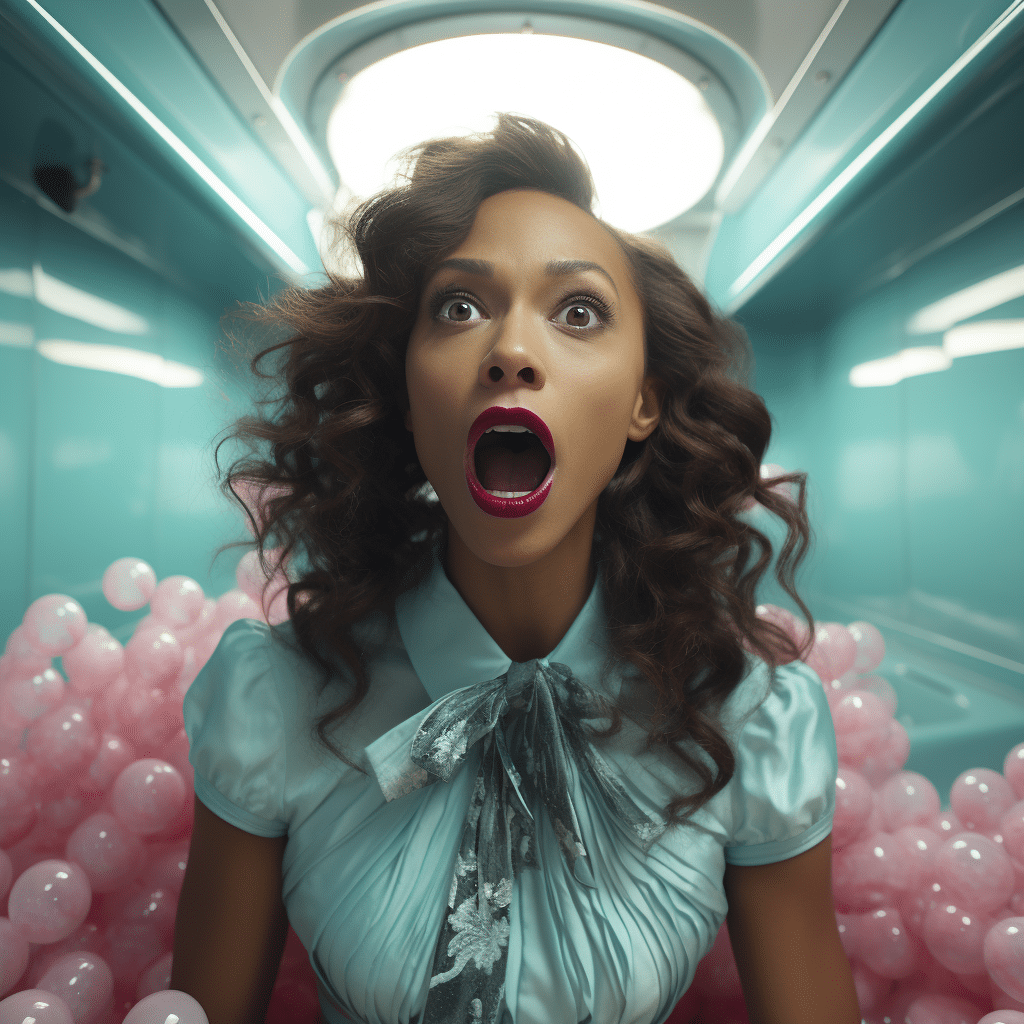 Zoe Saldana blowing bubble gum in a tub